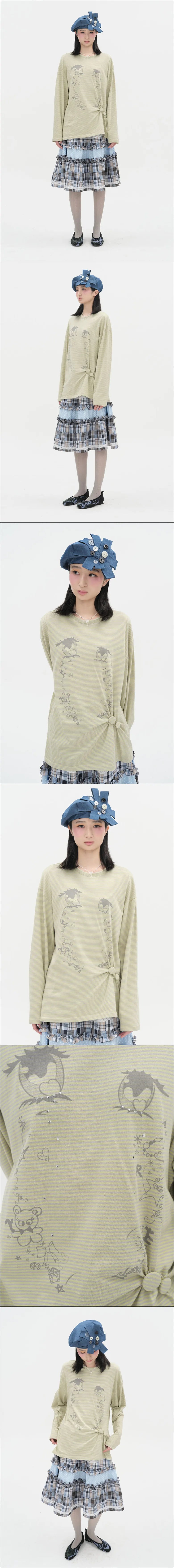 Cry Eyes Ruched Stripe Top [Green]