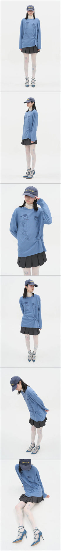 Cry Eyes Ruched Stripe Top [Blue]