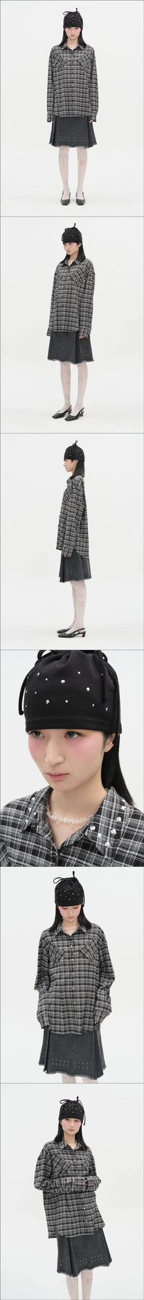 Hotfix Embroidered Check Shirt [Black]