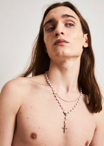 Pearl Link Cross Necklace