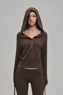 Dazed Knit Hoodie (Brown)