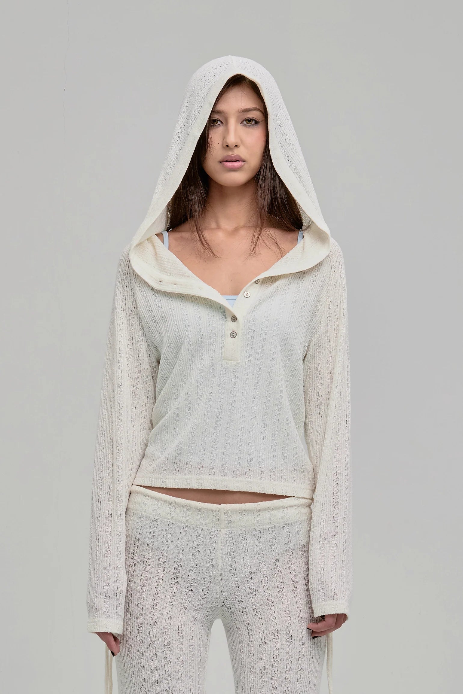 Dazed Knit Hoodie (Cream)