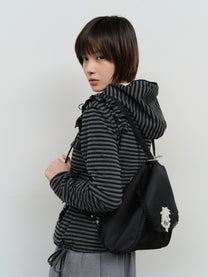 Ruffled Stripe Zip Hoodie