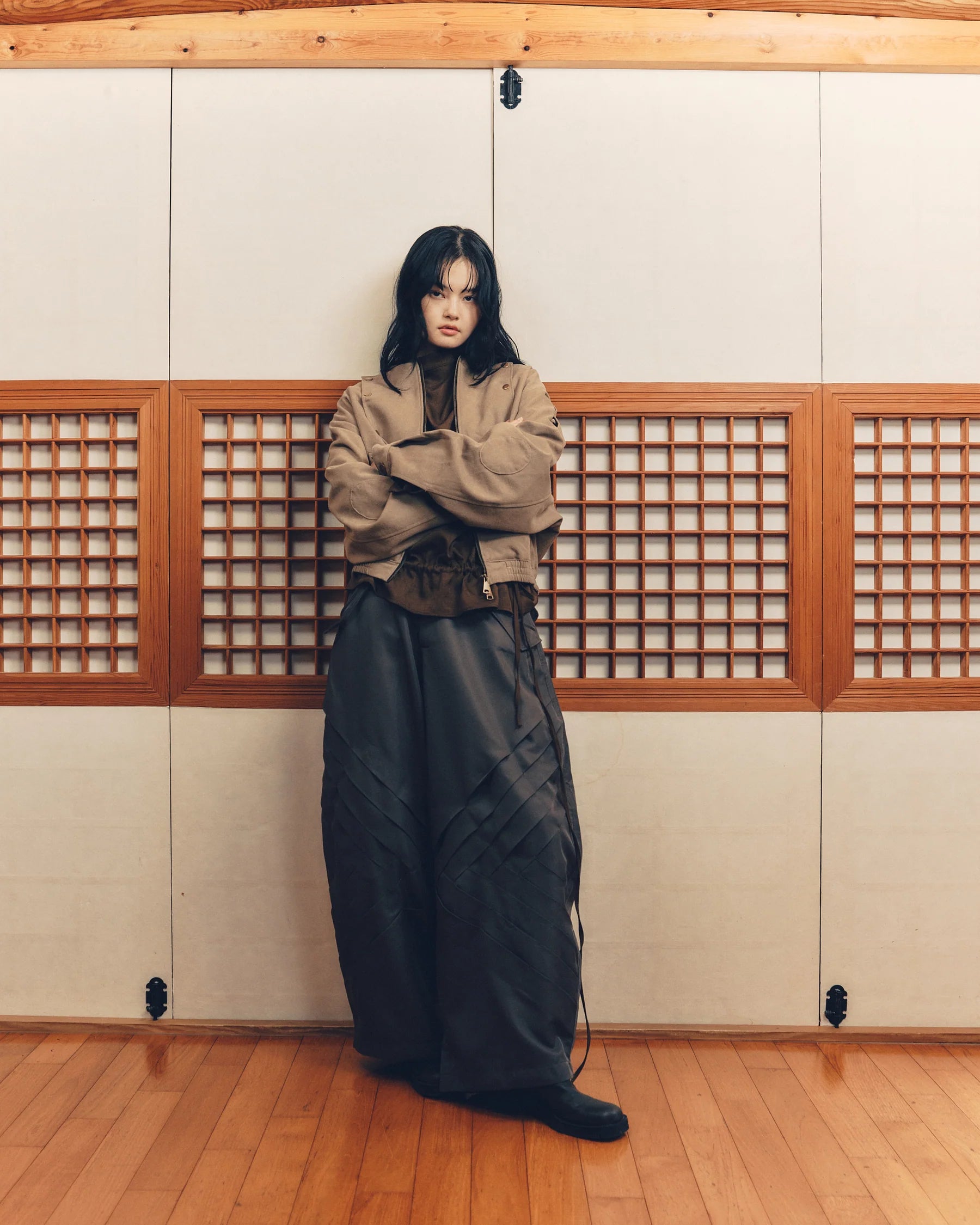 Hooded Work Jacket (Light Brown)