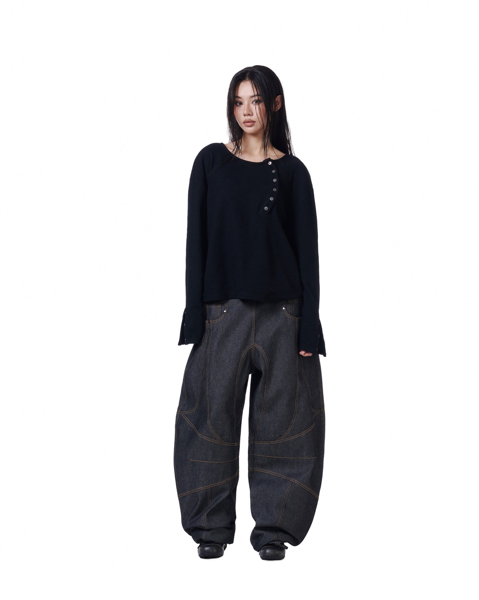 Henley Crop (Black) *BACKORDER