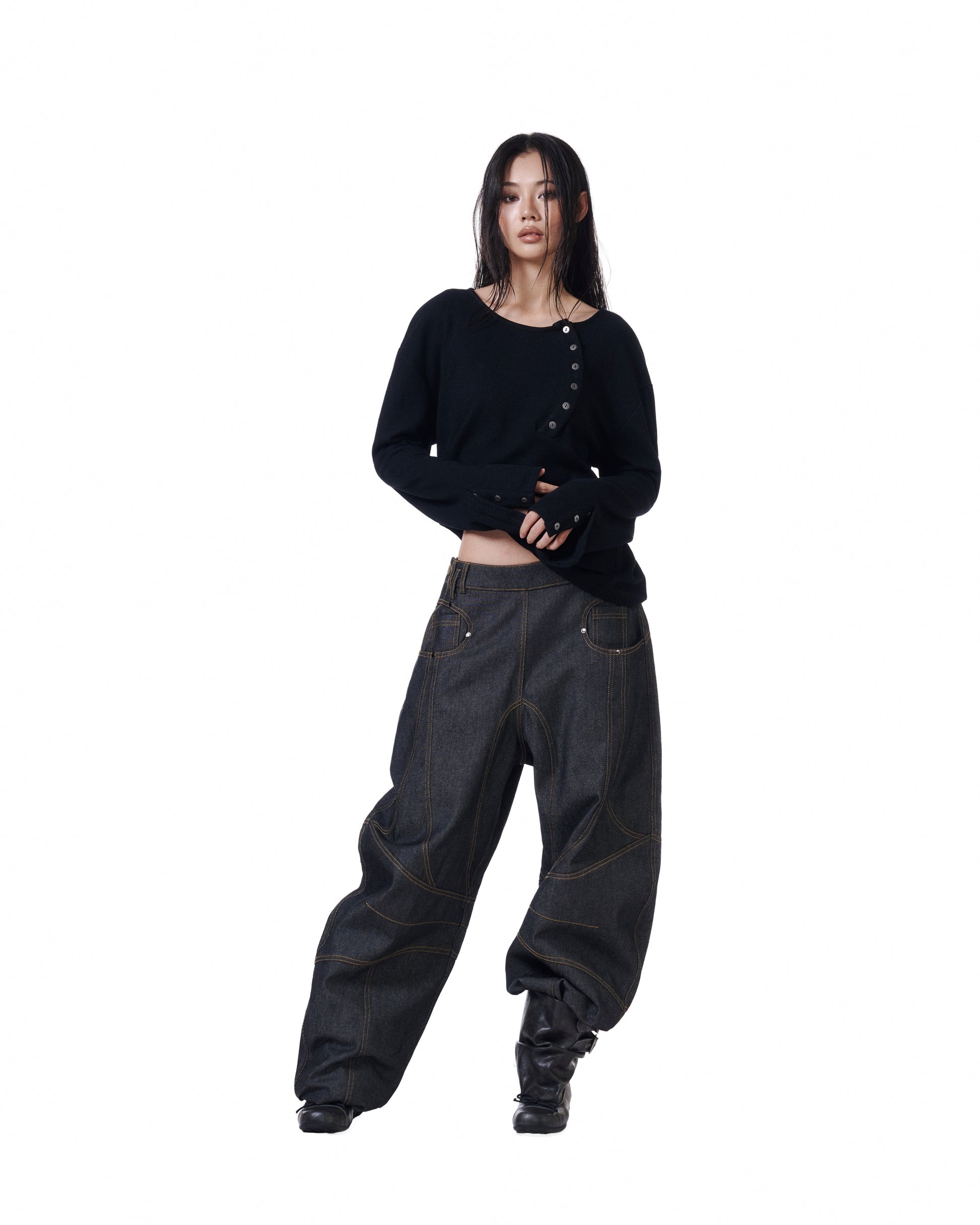 Button Engineered Jeans