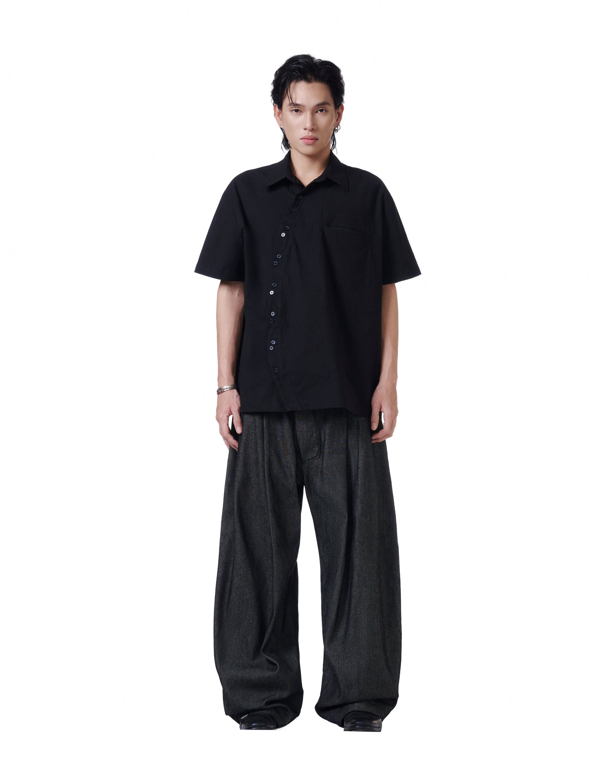 Multi-Button Shirt- Black