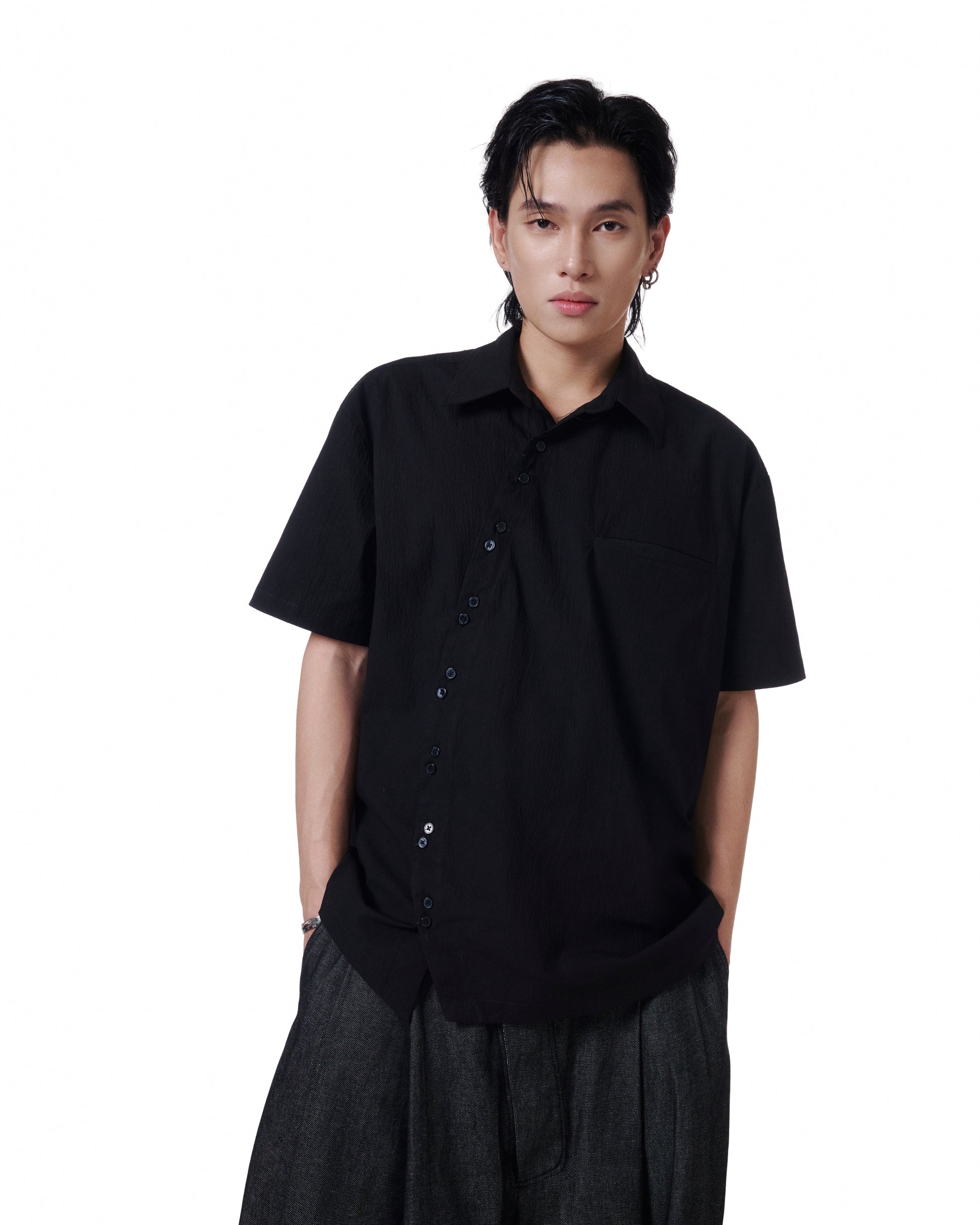 Multi-Button Shirt- Black