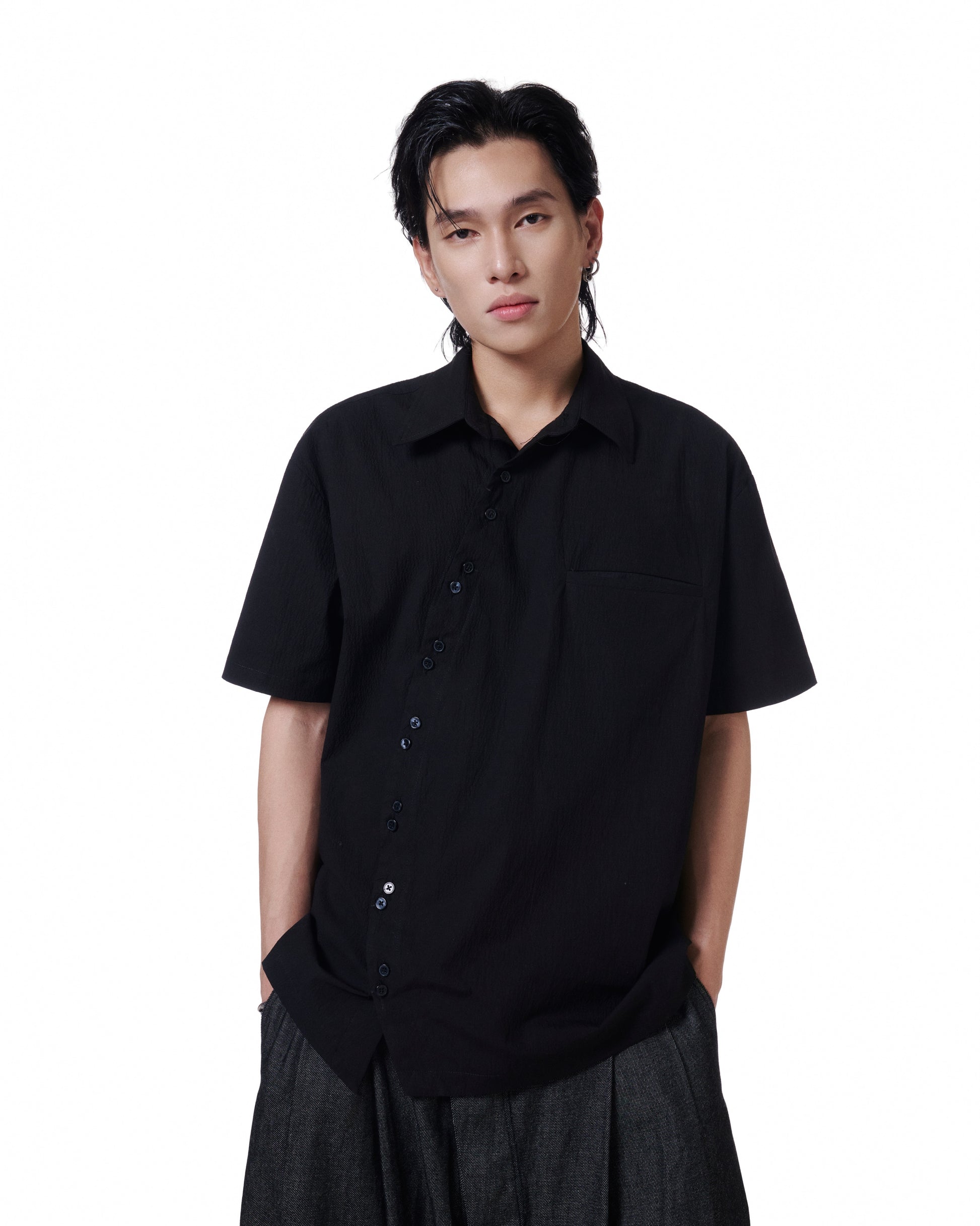 Multi-Button Shirt- Black
