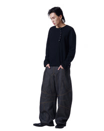 Henley Long Sleeve Oversized (Black) *BACKORDER