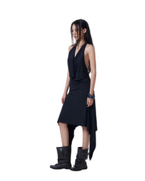 Black Halter Drape Top