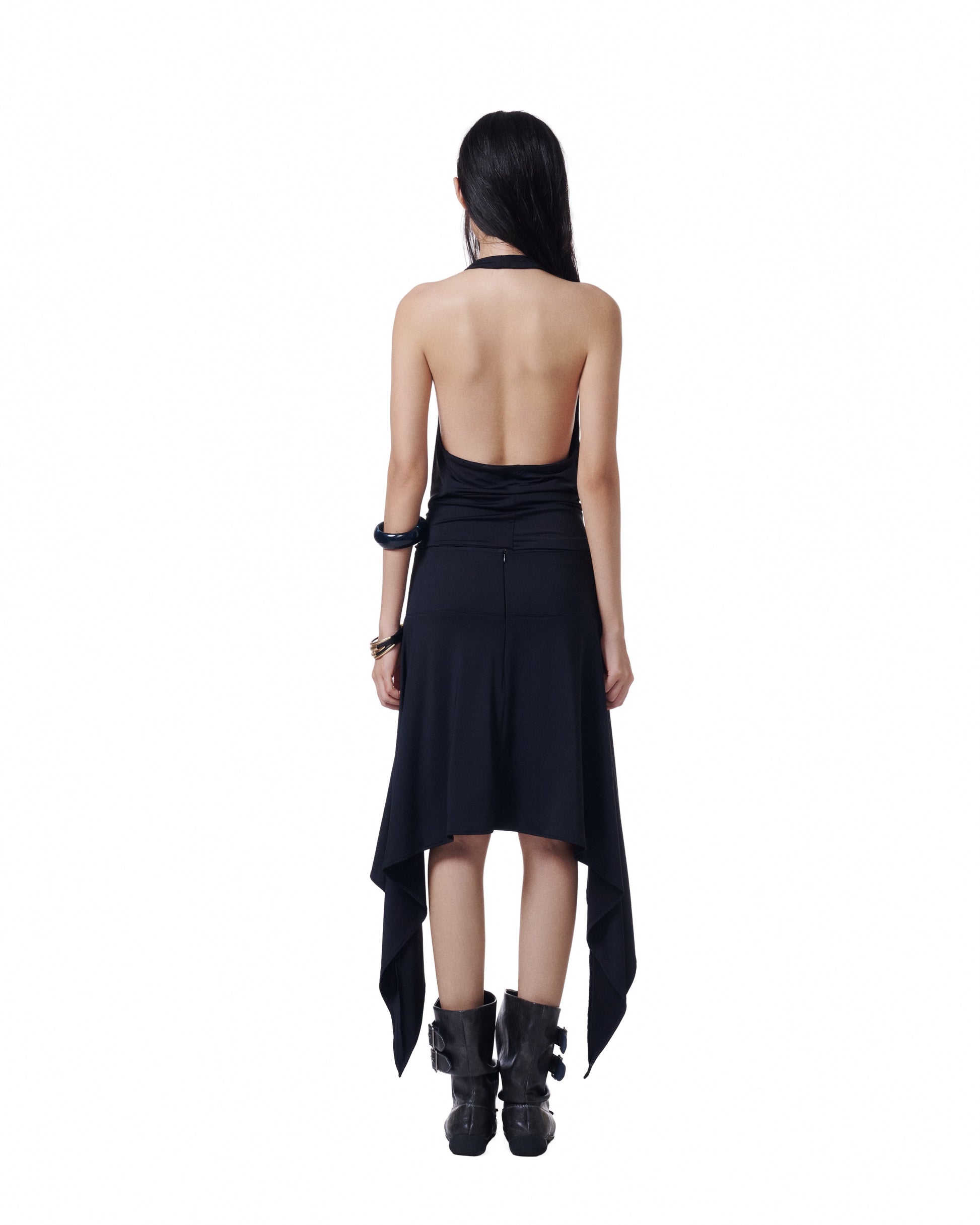 Black Halter Drape Top