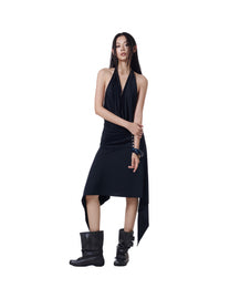 Black Halter Drape Top