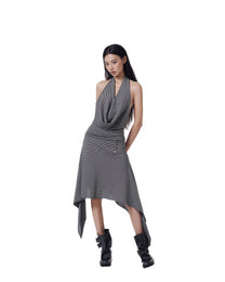 Pinstripe Halter Drape Top