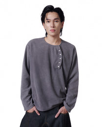 Henley Long Sleeve Oversized (Charcoal)