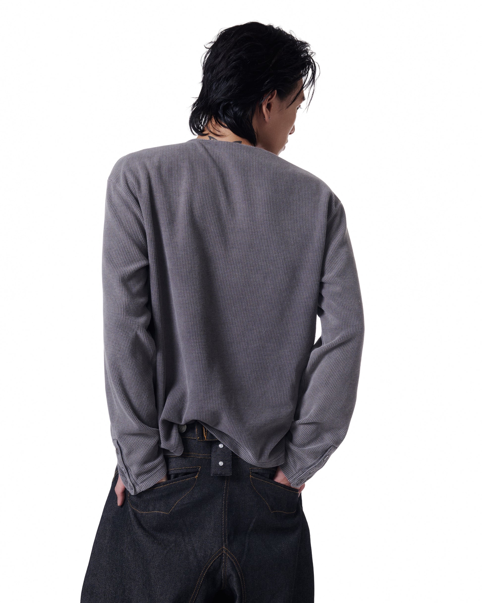 Henley Long Sleeve Oversized (Charcoal)