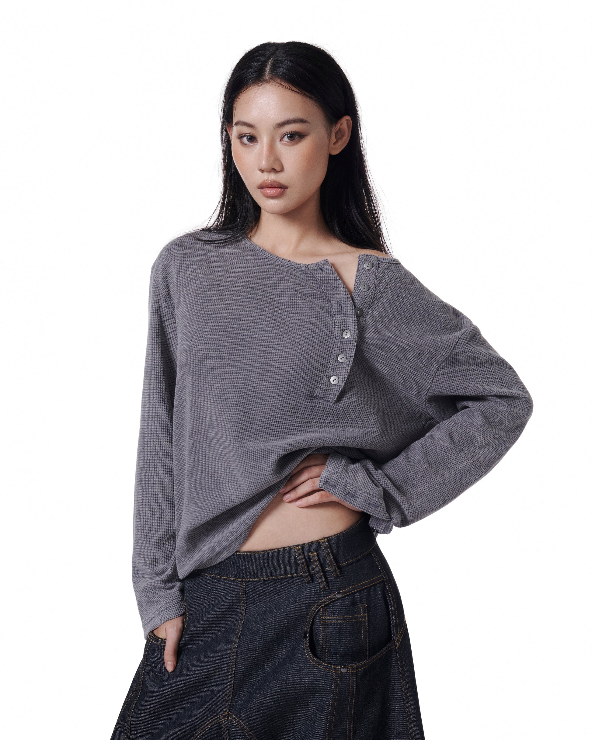 Henley Crop (Charcoal)