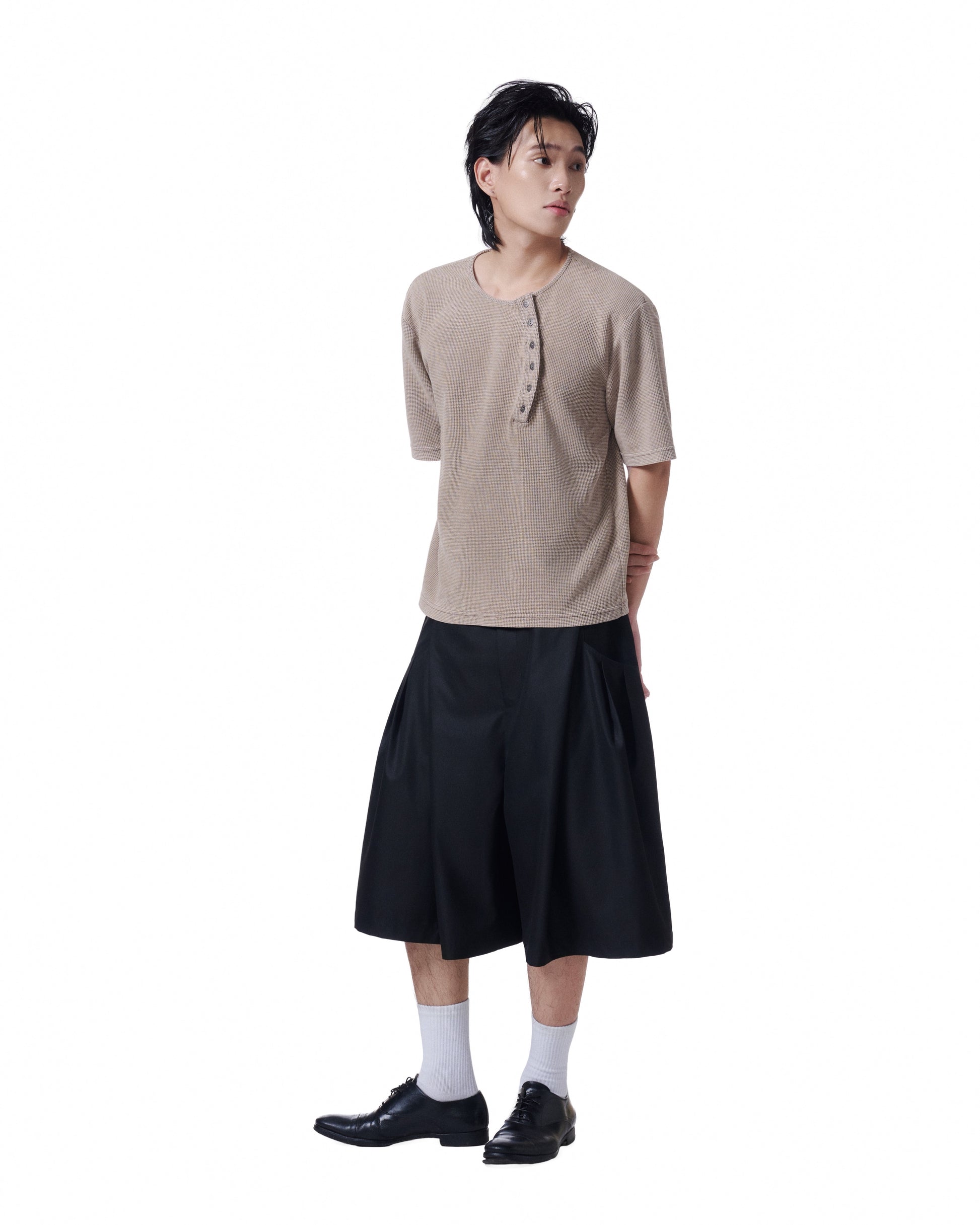 Henley Short Sleeve (Sand Cream)