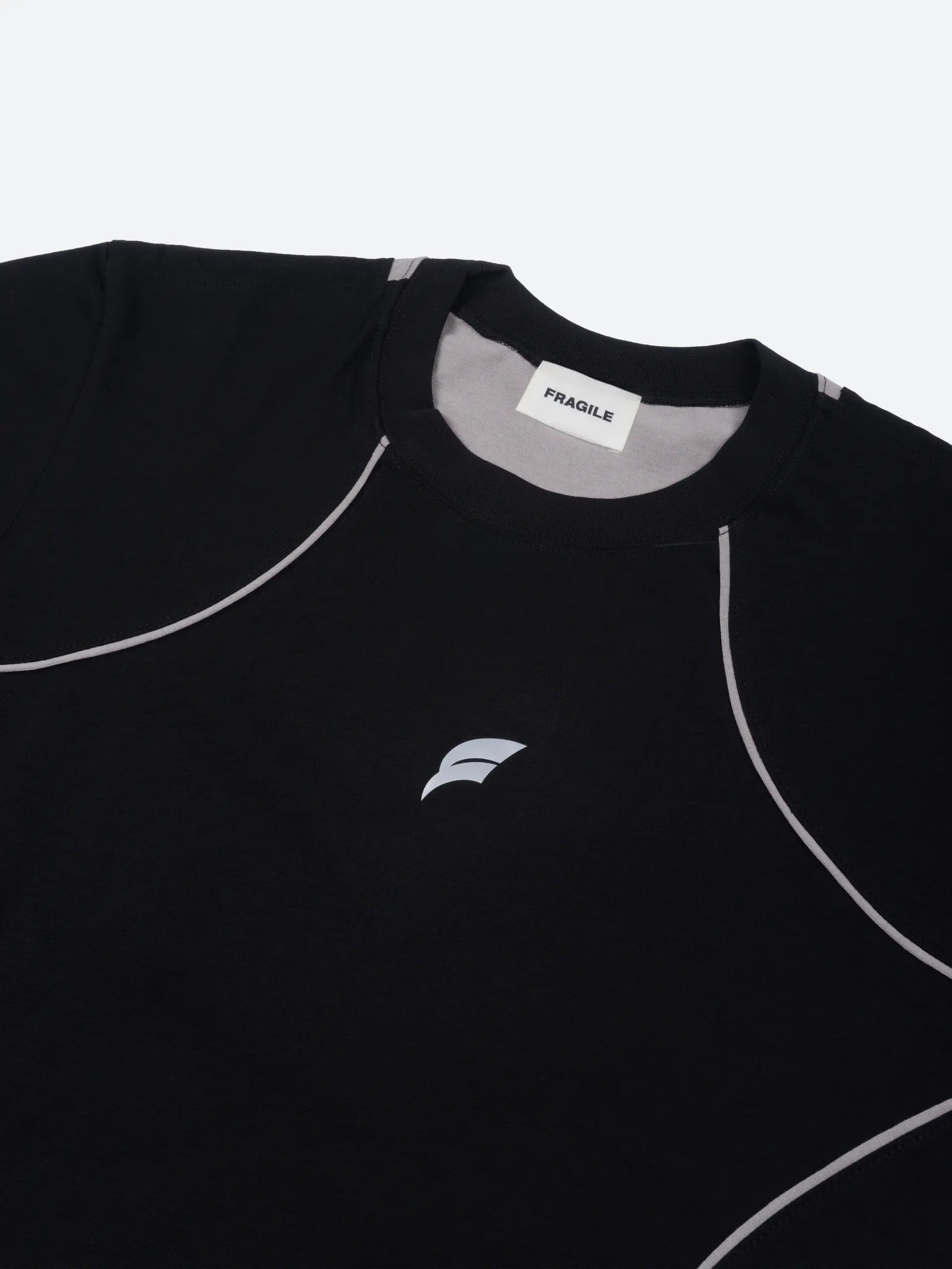 FRAGILE® Black Paneled T-Shirt