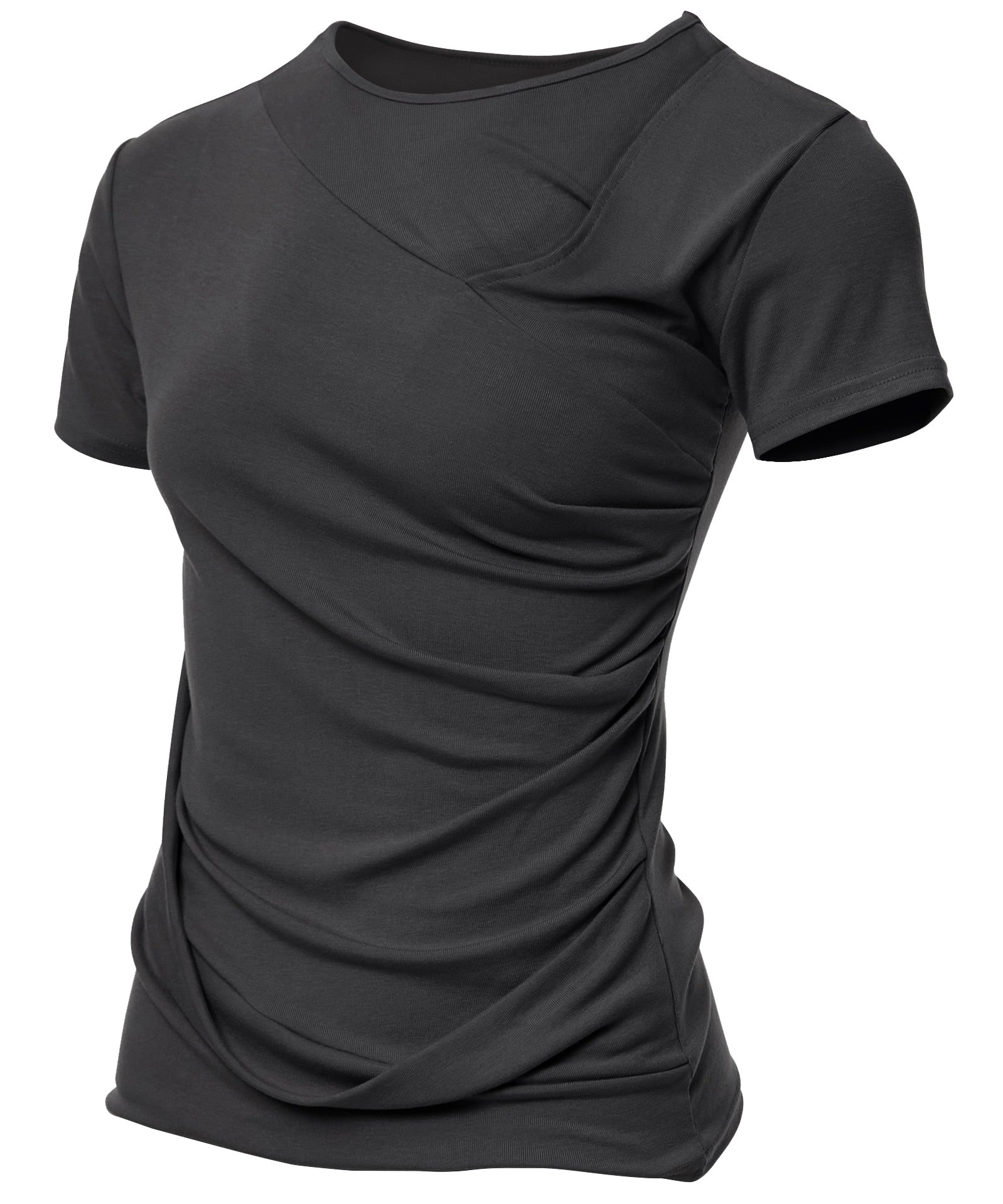 Asymmetrical Draped T-Shirt (Black)