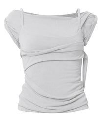 Layered Bustier T-Shirt (Cloud White)