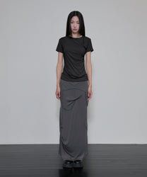 Asymmetrical Draped T-Shirt (Black)
