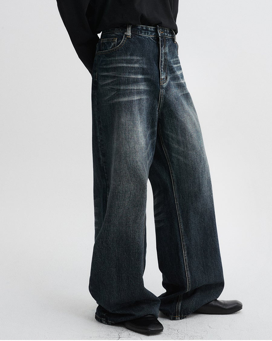 Legacy Wide Denim Pants (Dark Blue)