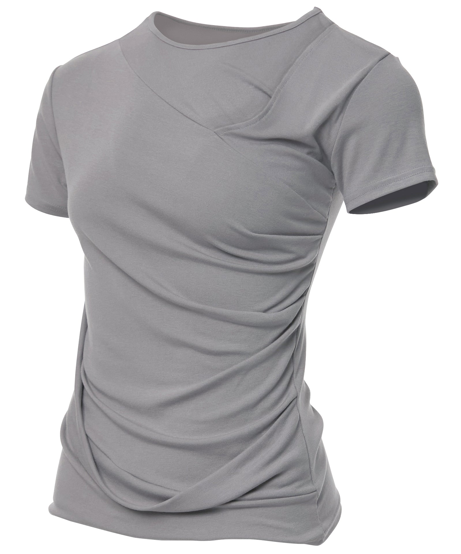 Asymmetrical Draped T-Shirt (Gray)