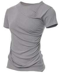 Asymmetrical Draped T-Shirt (Gray)