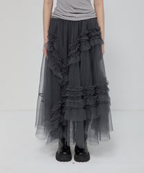 Tulle Layered Long Skirts (Charcoal)