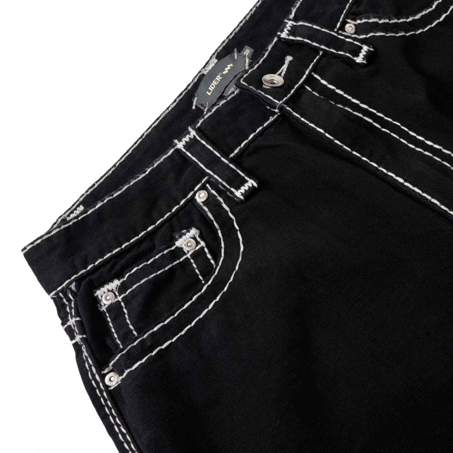 CARPENTER DENIM SHORTS - Stitched Black