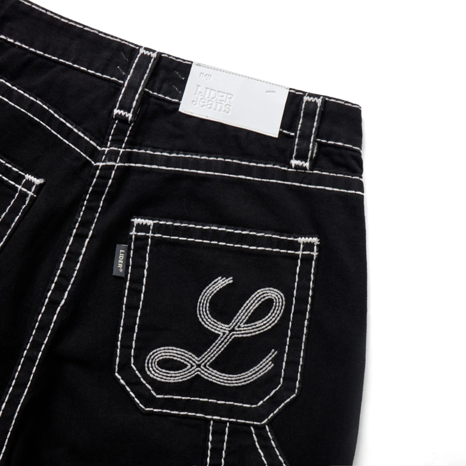 CARPENTER DENIM SHORTS - Stitched Black