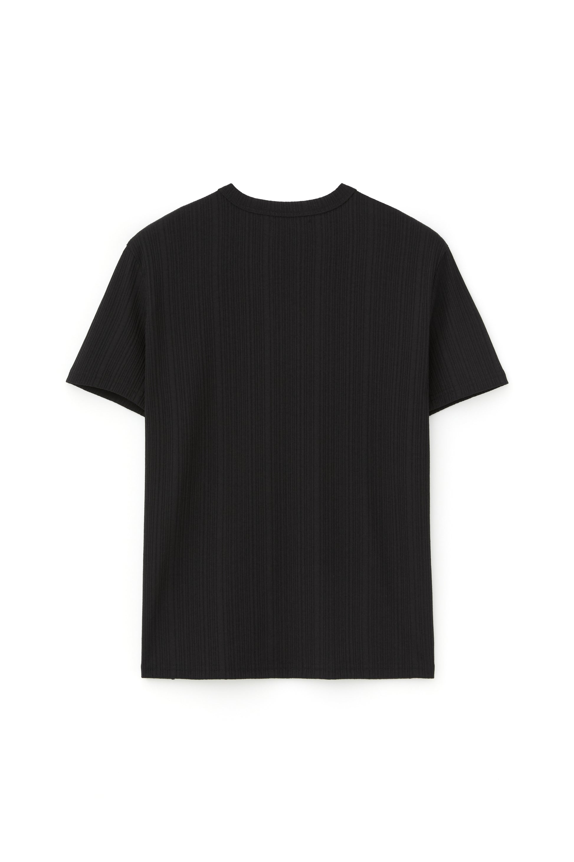Ribbed Henley Half Sleeve (Black)