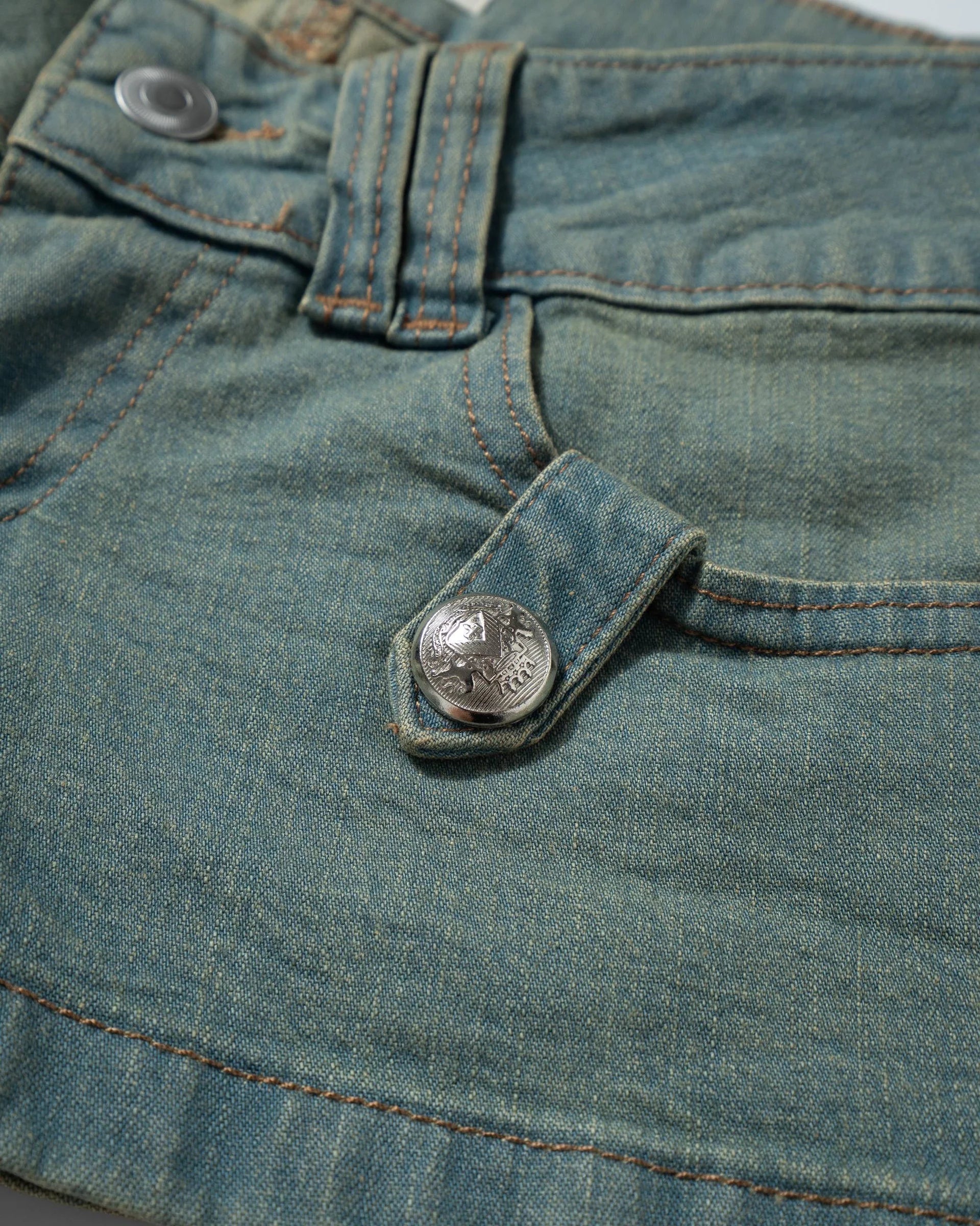 Loncho Washed Craft Denim Shorts