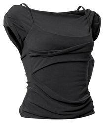 Layered Bustier T-Shirt (Black)