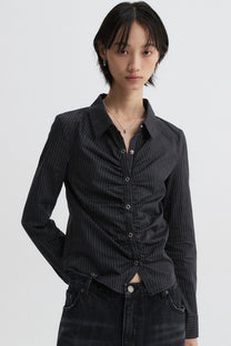 Striped Crop Shirt Black (female)