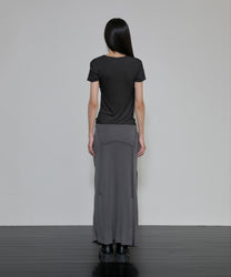 Asymmetrical Draped T-Shirt (Black)