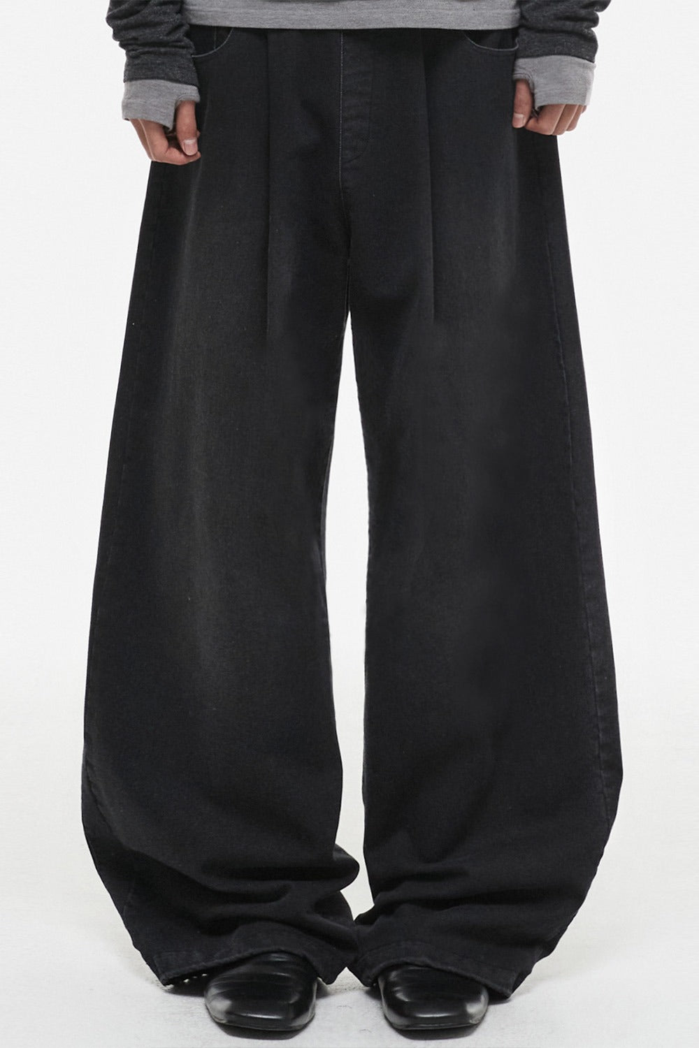 Curved Denim Sweatpants Black