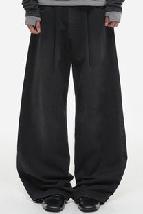 Curved Denim Sweatpants Black