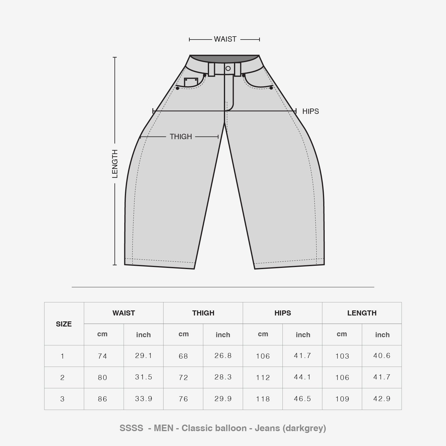 Classic Balloon Jeans (Dark Grey)