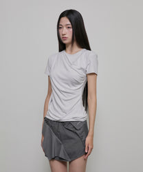 Asymmetrical Draped T-Shirt (Cloud White)