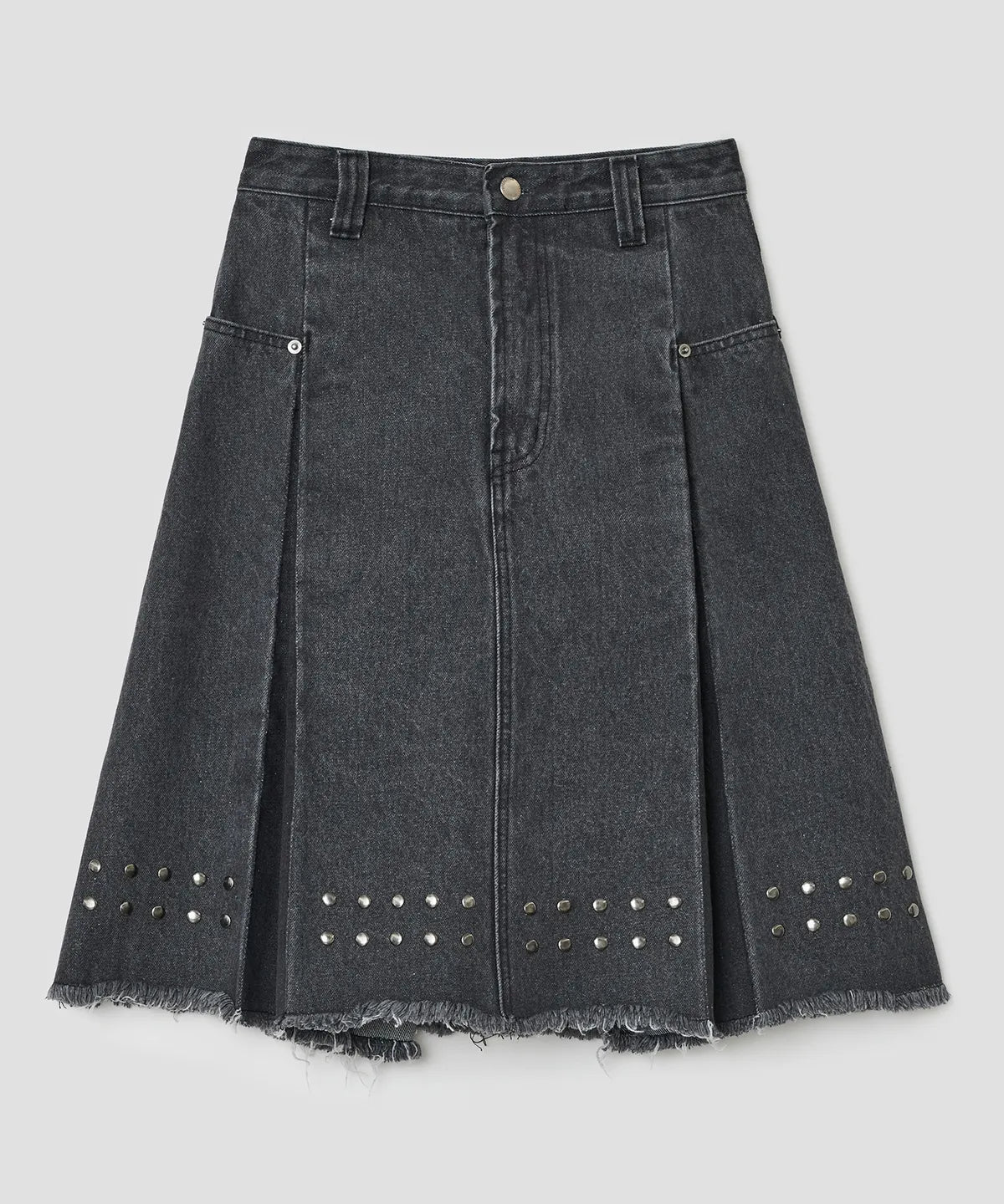 Stud Denim Panel Skirt