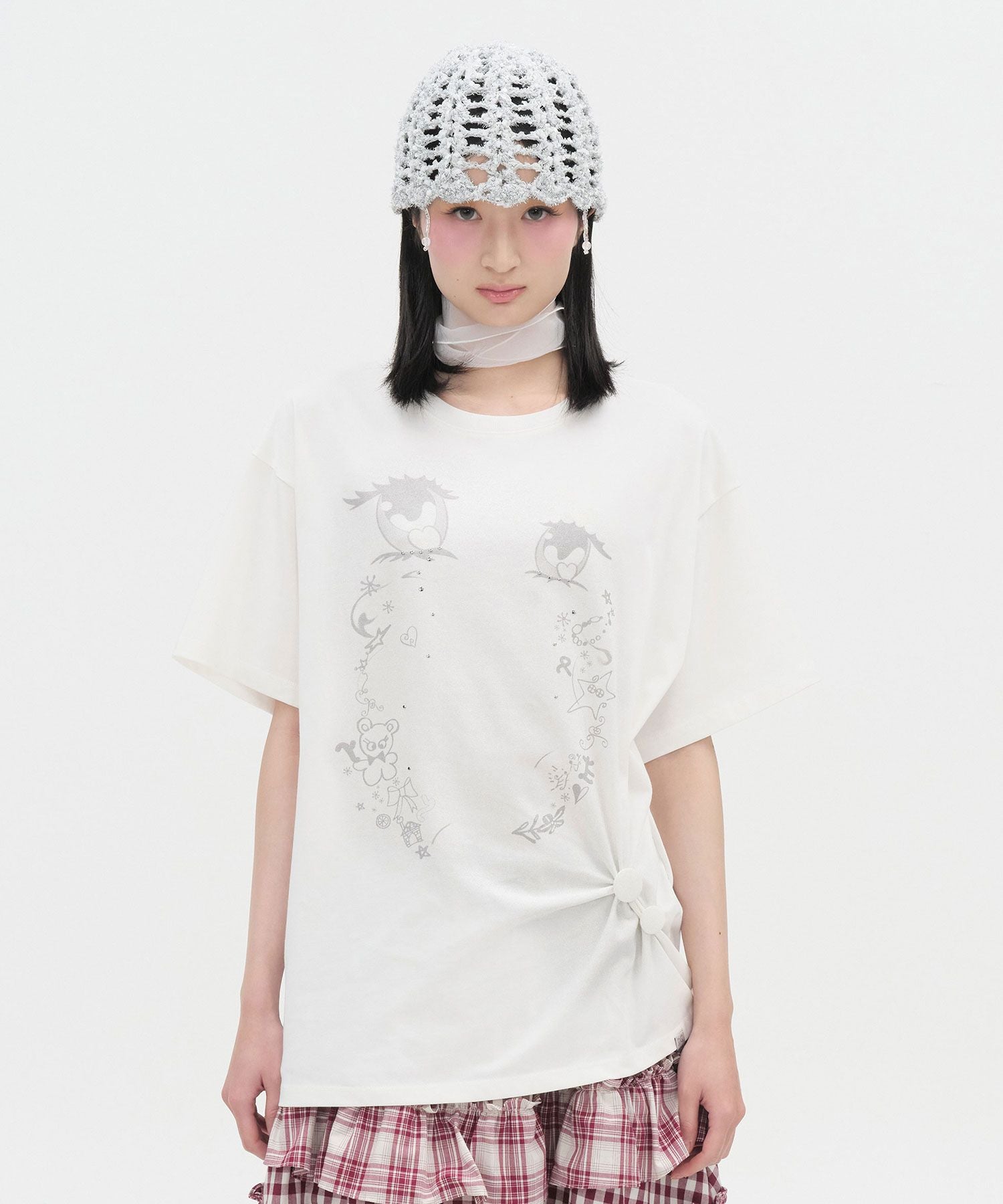 Cry Eyes Half Sleeve Top [White]