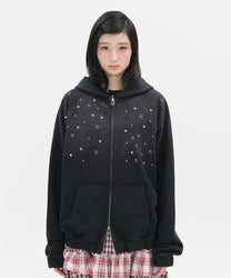 Hotfix Washed Raglan Zip Hoodie [Black]