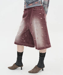Damaged Stone Bermuda Shorts [Wine]