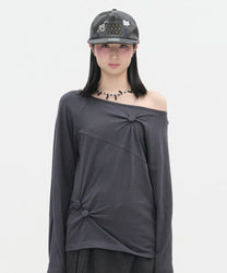 Striped Seam Button Top [Blue]