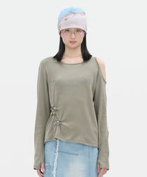 Flower Button Cut Out Top [Green]