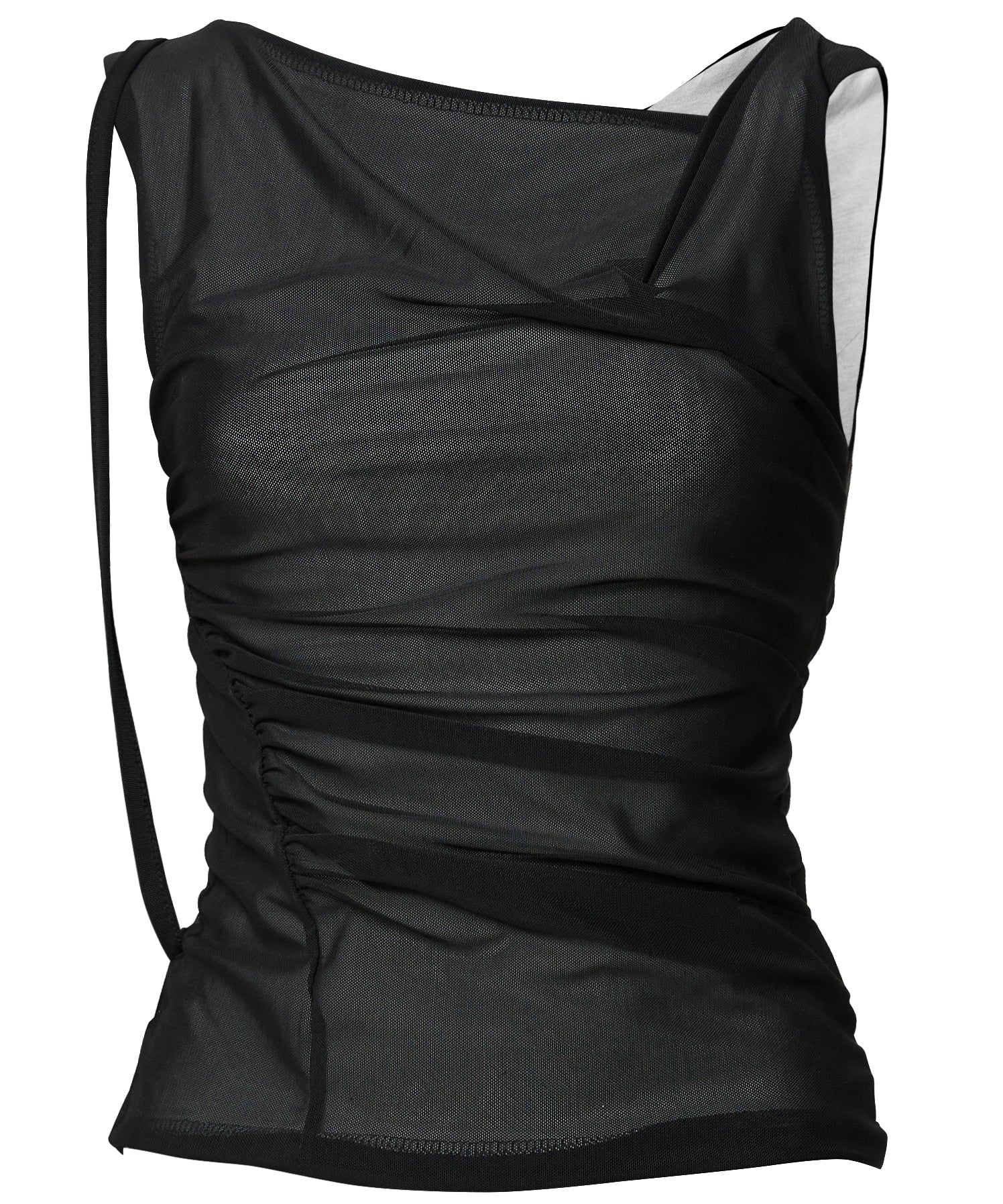 Draped Mesh Layered Sleeveless
