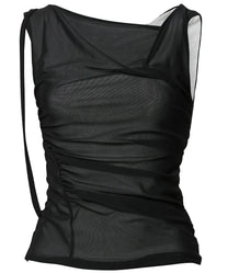 Draped Mesh Layered Sleeveless