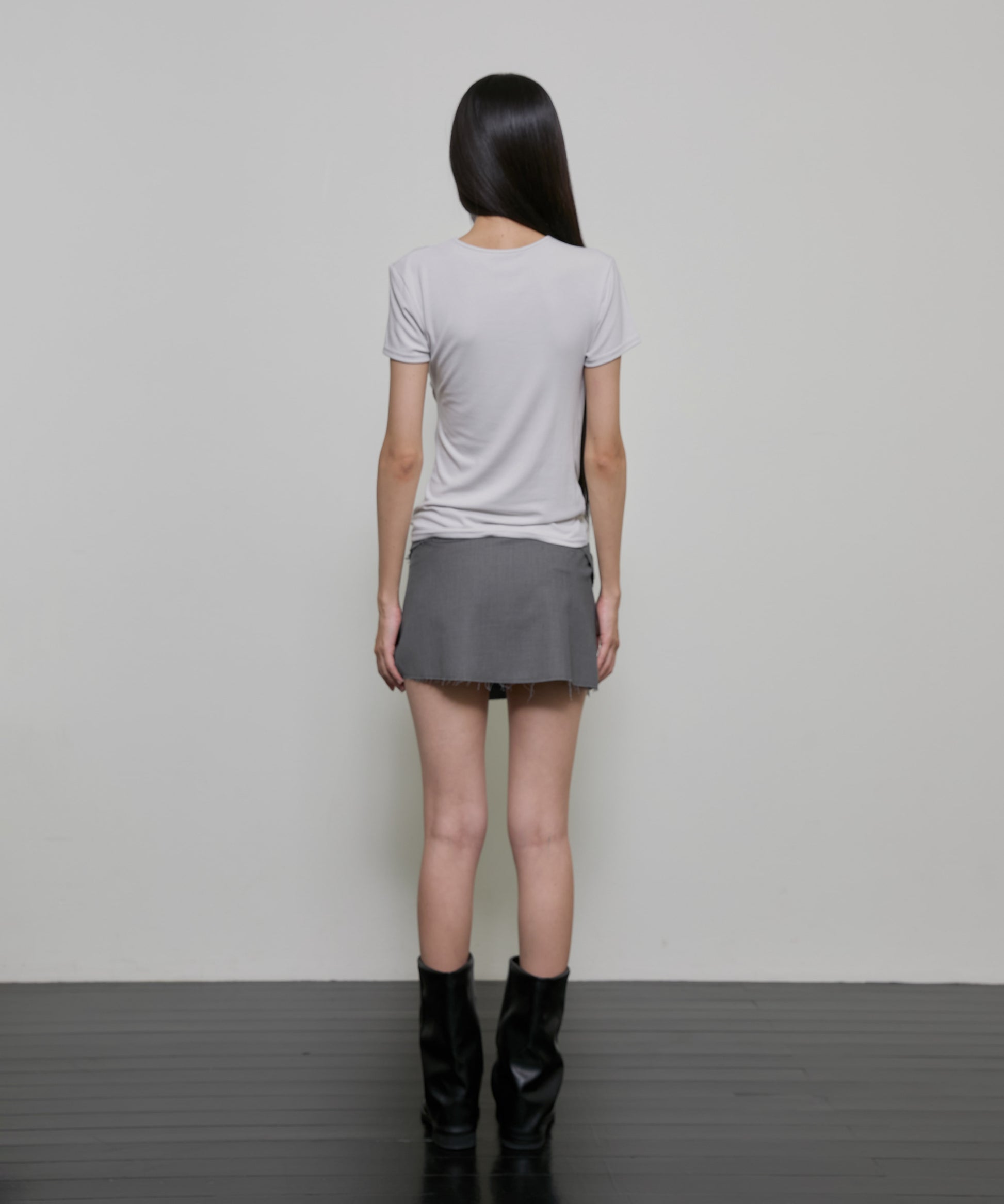 Asymmetrical Draped T-Shirt (Cloud White)